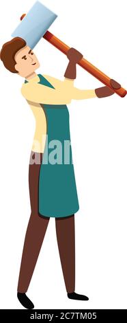 Blacksmith with hammer icon. Cartoon of blacksmith with hammer vector icon for web design isolated on white background Stock Vector