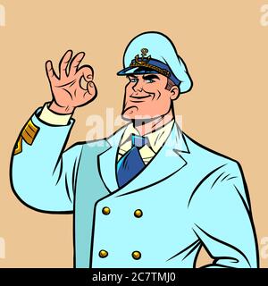 Ship captain in a white uniform Stock Vector