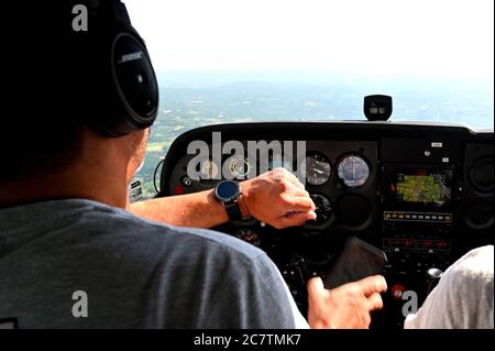 View from the back in the cockpit Stock Photo