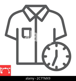 Express dry cleaning line icon, dry cleaning and wash, shirt with clock sign vector graphics, editable stroke linear icon, eps 10. Stock Vector