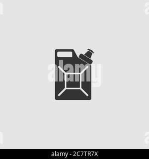 Canister icon flat. Black pictogram on grey background. Vector illustration symbol Stock Vector