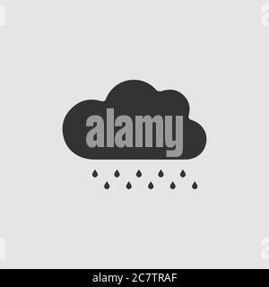 Rain icon flat. Black pictogram on grey background. Vector illustration symbol Stock Vector