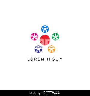 Association icon with circles, unity round symbol, abstract business logo Stock Vector
