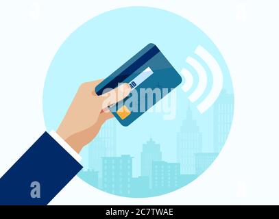 Vector of a businessman using contactless way of payment with credit card Stock Vector