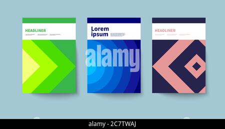 Geometric cover of catalog, annual report, or brochure ib Bauhaus style. Modern template with geometric shapes, circles and triangles Stock Vector