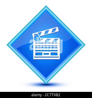 Cinema icon isolated on special blue diamond button abstract illustration Stock Photo