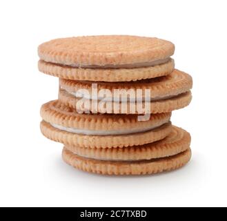 Stack of fresh cookies isolated on white. Stock Photo
