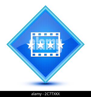 Movie reviews icon isolated on special blue diamond button abstract illustration Stock Photo