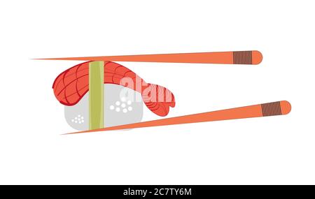 Sushi vector with chopsticks on a white background Stock Vector
