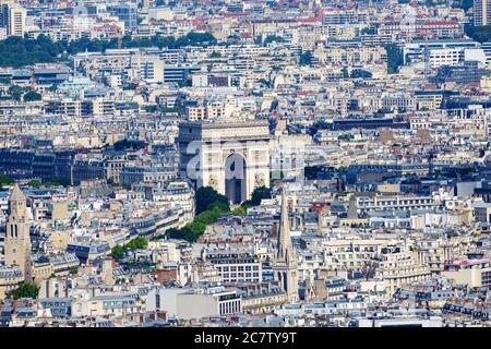 Aerial view of Arch of Triumph, Paris, France Stock Photo