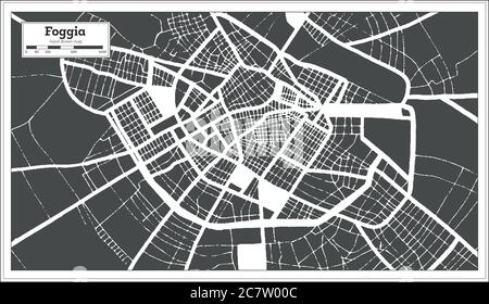 Foggia Italy City Map in Black and White Color in Retro Style. Outline Map. Vector Illustration. Stock Vector