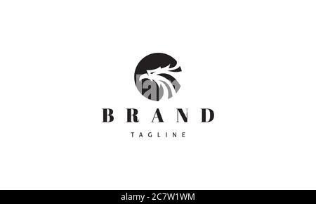 Vector logo on which an abstract image of the head of an eagle in a circle. Stock Vector