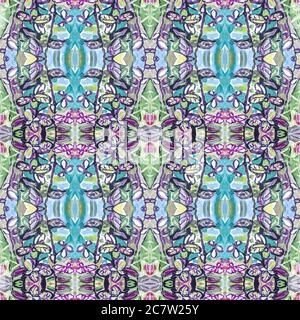 Mint garden acrylic expressive painting. Seamless pattern. Stock Photo