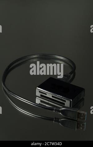The USB adapter under the Type. Multiport. Stock Photo