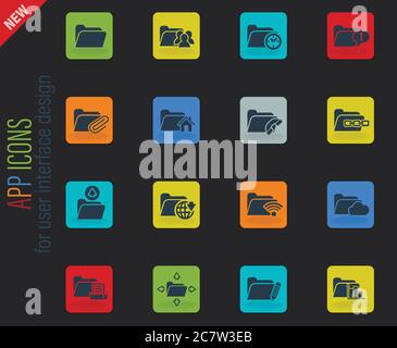folder icon set Stock Vector
