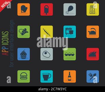 Food and kitchen simply icons Stock Vector