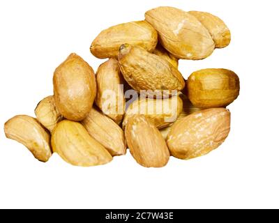 Scattered nuts. Isolated on white Stock Photo