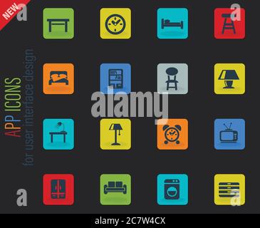 furniture icon set Stock Vector
