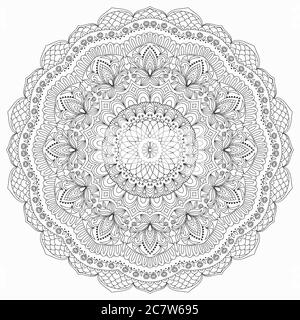Download Mandala pattern in black and white. Adult coloring book ...