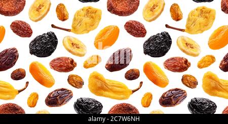 Collection of dried fruits, seamless pattern Stock Photo