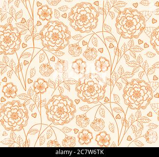 Seamless floral pattern in doodle style with flowers. Vector illustration. Seamless floral pattern in doodle style with flowers. Vector illustration. Stock Vector