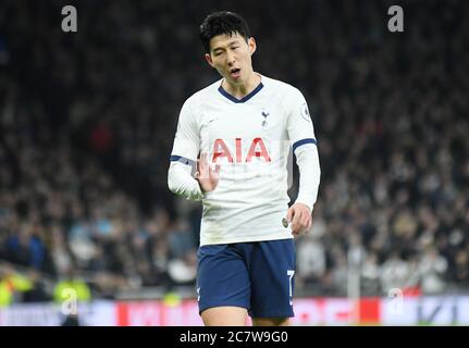 LONDON, ENGLAND - FEBRUARY 2, 2020: Heung-Min Son of Tottenham pictured during the 2019/20 Premier League game between Tottenham Hotspur and Manchester City at Tottenham Hotspur Stadium. Stock Photo