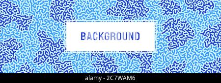 Turing background, organic liquid texture. Pattern with fluid ink shapes, aqua blue color. Widescreen backdrop, panorama graphic template. Vector illu Stock Vector