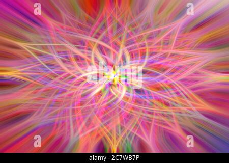 Colorful intertwining 3d fibers on bright background. Abstract web design. Illustration Stock Photo