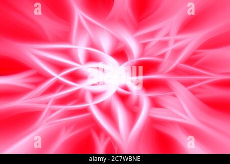 White intertwining 3d fibers on bright red background. Abstract web design. Illustration Stock Photo