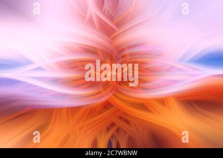 Colorful intertwining orange, pink and blue 3d fibers. Abstract web design. Illustration Stock Photo