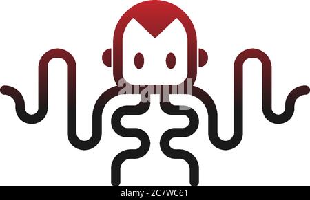Octopus robot logo icon vector template Stock Vector