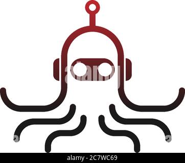 Octopus robot logo icon vector template Stock Vector