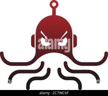 Angry octopus robot logo icon vector template Stock Vector