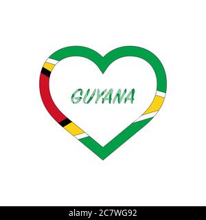 Guyana flag in heart. I love my country. sign. Stock vector illustration isolated on white background. Stock Vector