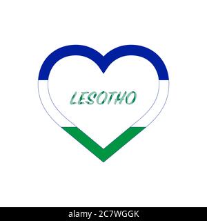 Lesotho flag in heart. I love my country. sign. Stock vector illustration isolated on white background. Stock Vector