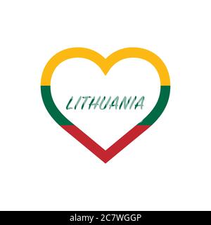 Lithuania flag in heart. I love my country. sign. Stock vector illustration isolated on white background. Stock Vector