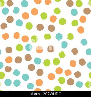 Scattered colorful brush dots. Seamless background pattern. Abstract vector wallpaper. Stock Vector