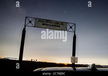 The night sky in Oakdale California at the Radio Control Flyers model airplane clubs facility Stock Photo