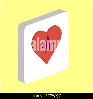 Heart life line Simple vector icon. Illustration symbol design template for web mobile UI element. Perfect color isometric pictogram on 3d white squar Stock Vector