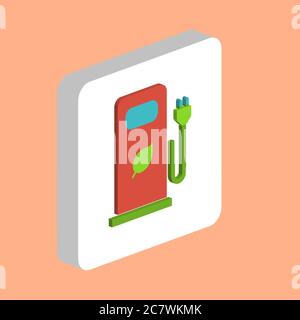 Car charging station Simple vector icon. Illustration symbol design template for web mobile UI element. Perfect color isometric pictogram on 3d white Stock Vector