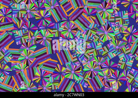 Abstract Color Elements Seamless Pattern 3D Illustration Stock Vector