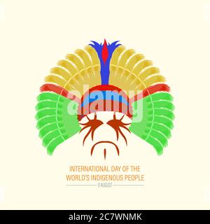Vector Illustration of International Day of the World’s Indigenous People. August 9.. Vector Design with colorful mask Stock Vector