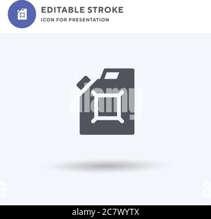 Jerrycan icon vector, filled flat sign, solid pictogram isolated on white, logo illustration. Jerrycan icon for presentation. Stock Vector