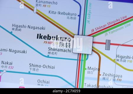 Ikebukuro Station On Tokyo Subway Map On Smartphone Screen Stock Photo Alamy