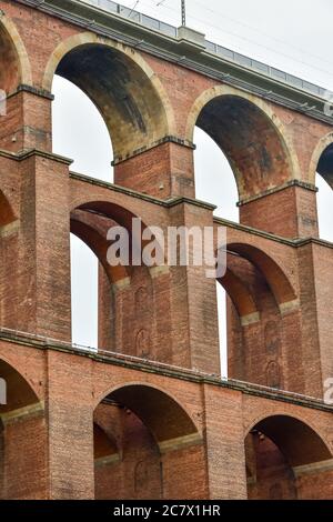 Goeltzsch Viaduct, a railway bridge in Thuringia, Germany, and the world's largest brick-built bridge Stock Photo