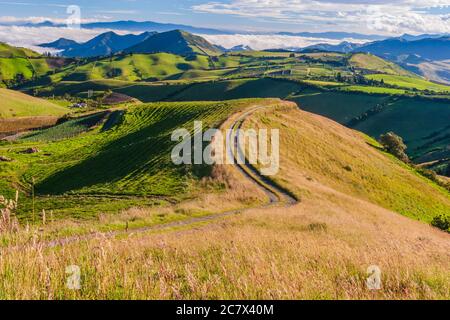 Western Andes hillsides and Mountains in Ecuador, on the road to Yanococha Reserve. Stock Photo