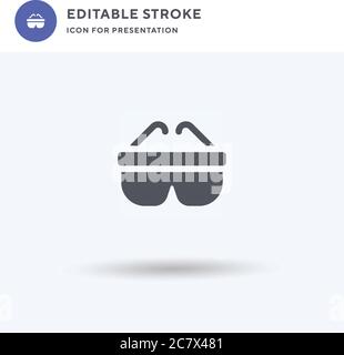 Security Glasses icon vector, filled flat sign, solid pictogram isolated on white, logo illustration. Security Glasses icon for presentation. Stock Vector
