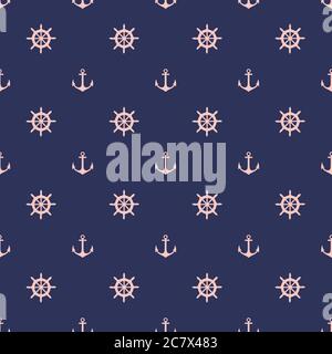 Seamless pattern with cute sea elements . Vector illustration. Stock Vector
