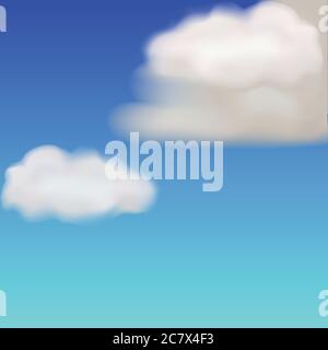 Sky background with white and gray clouds. Realistic vector illustration. Stock Vector