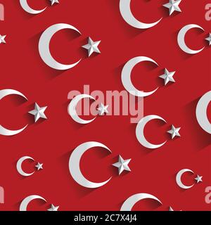 Turkish flag pattern. Modern flag of Turkey on red background vector illustration Stock Vector